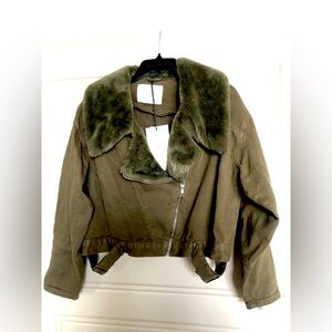 COTTON ON NWT FAUX FUR MOTO JACKET